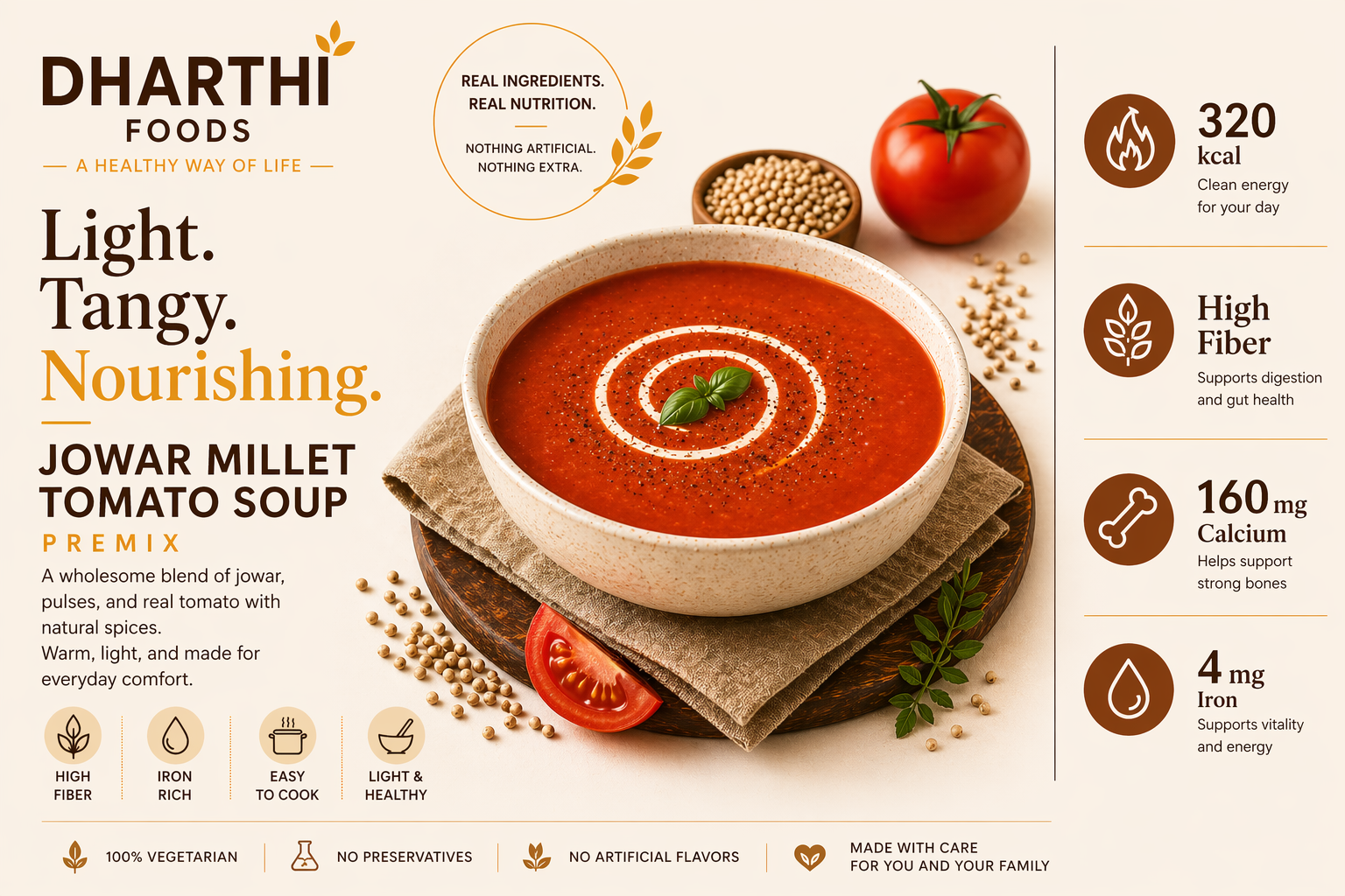 Dharthi Foods Jowar Millet Tomato Soup Premix